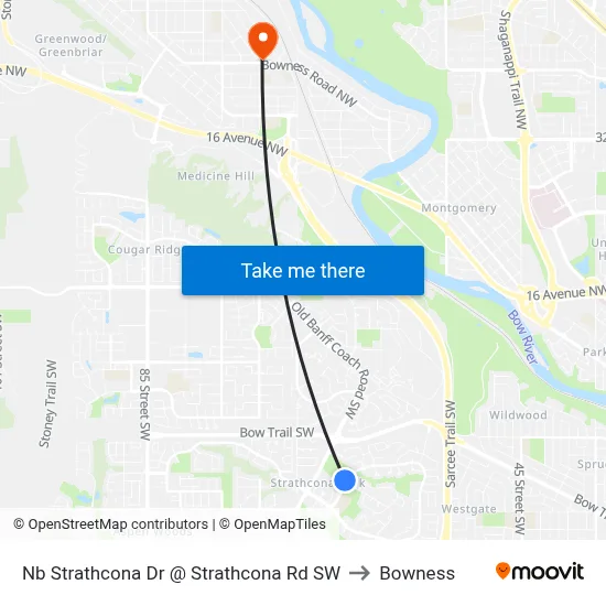 Nb Strathcona Dr @ Strathcona Rd SW to Bowness map