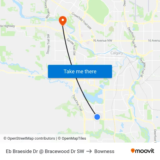 Eb Braeside Dr @ Bracewood Dr SW to Bowness map