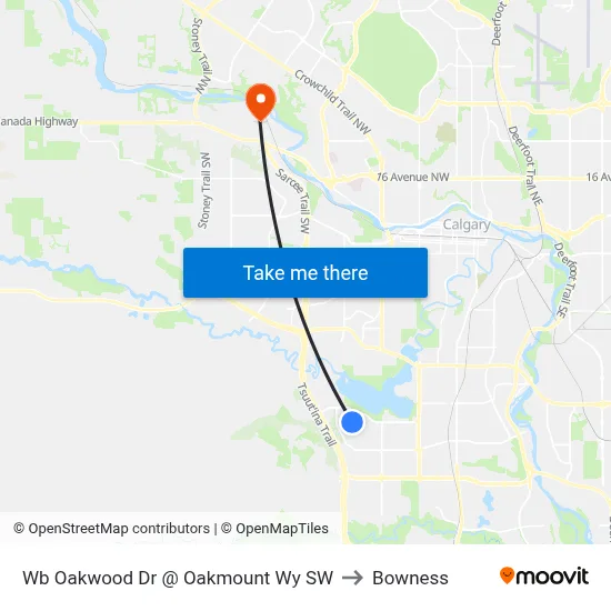 Wb Oakwood Dr @ Oakmount Wy SW to Bowness map