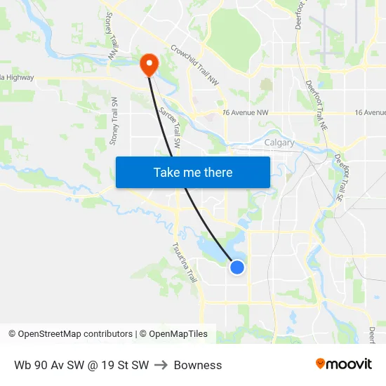 Wb 90 Av SW @ 19 St SW to Bowness map