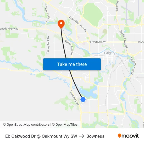 Eb Oakwood Dr @ Oakmount Wy SW to Bowness map