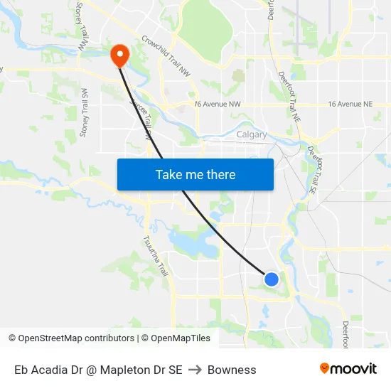 Eb Acadia Dr @ Mapleton Dr SE to Bowness map
