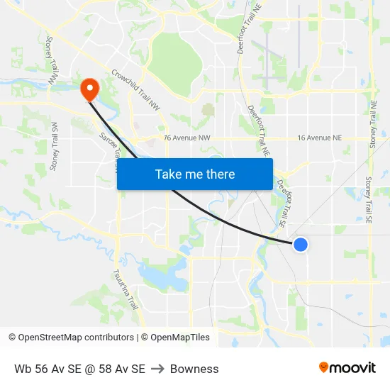 Wb 56 Av SE @ 58 Av SE to Bowness map