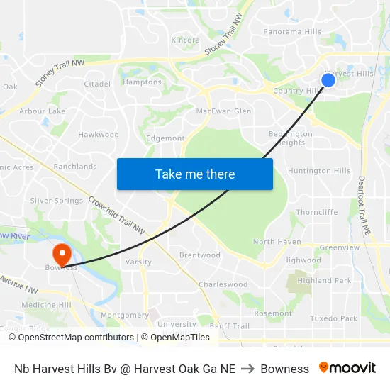 Nb Harvest Hills Bv @ Harvest Oak Ga NE to Bowness map