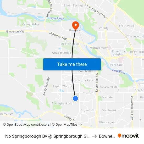 Nb Springborough Bv @ Springborough Gr SW to Bowness map