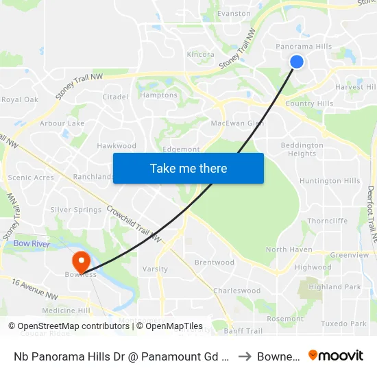 Nb Panorama Hills Dr @ Panamount Gd NW to Bowness map