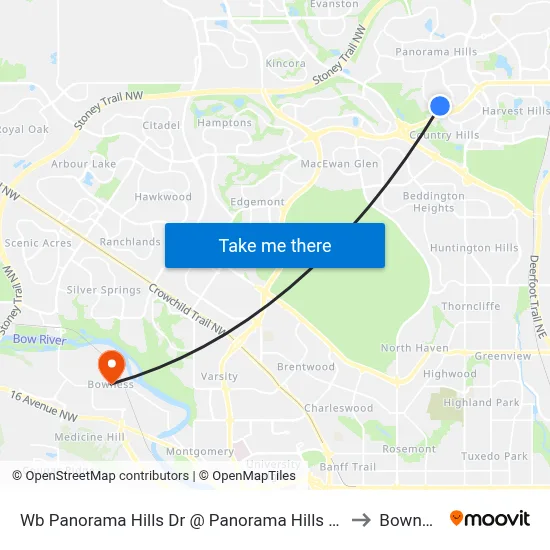 Wb Panorama Hills Dr @ Panorama Hills Gr NW to Bowness map