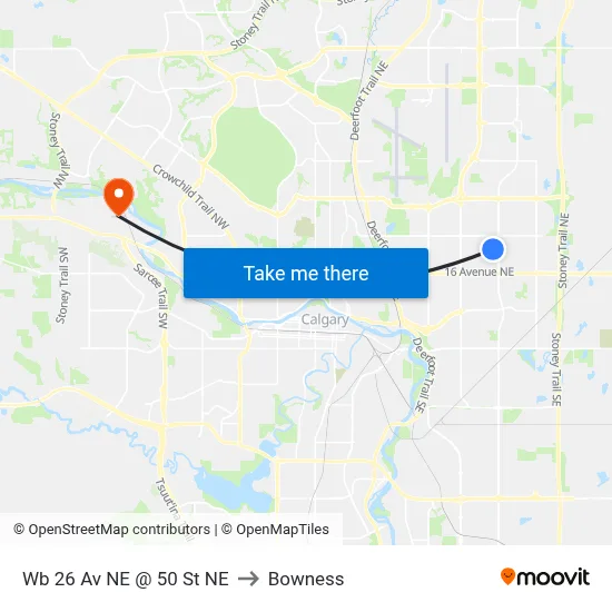 Wb 26 Av NE @ 50 St NE to Bowness map