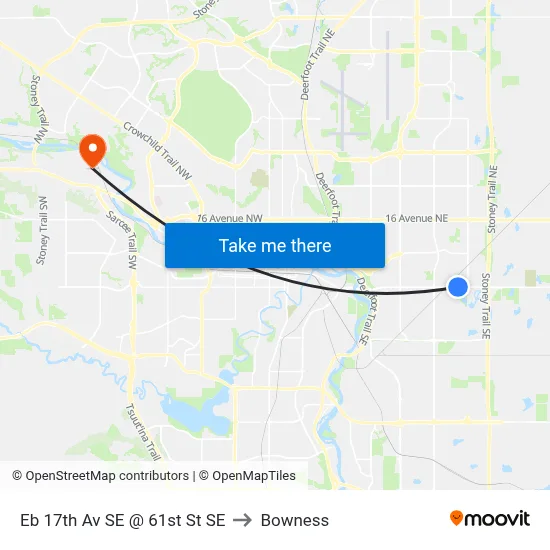 Eb 17th Av SE @ 61st St SE to Bowness map