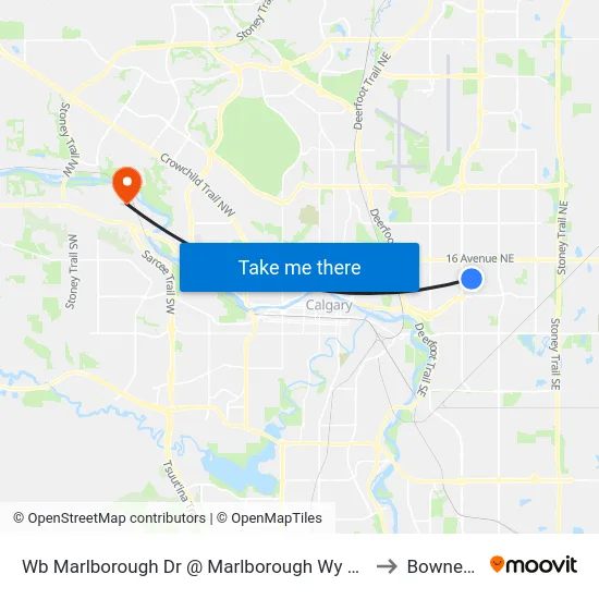 Wb Marlborough Dr @ Marlborough Wy NE to Bowness map