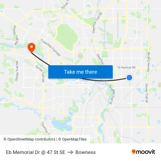 Eb Memorial Dr @ 47 St SE to Bowness map