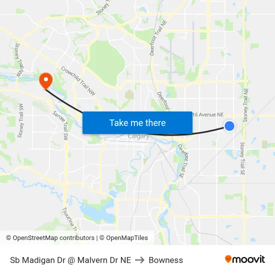 Sb Madigan Dr @ Malvern Dr NE to Bowness map
