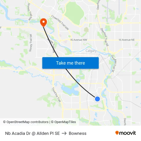 Nb Acadia Dr @ Allden Pl SE to Bowness map