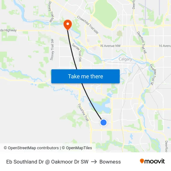 Eb Southland Dr @ Oakmoor Dr SW to Bowness map