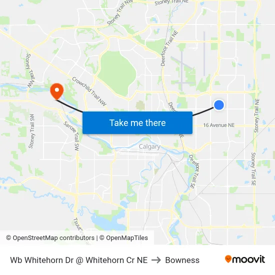 Wb Whitehorn Dr @ Whitehorn Cr NE to Bowness map