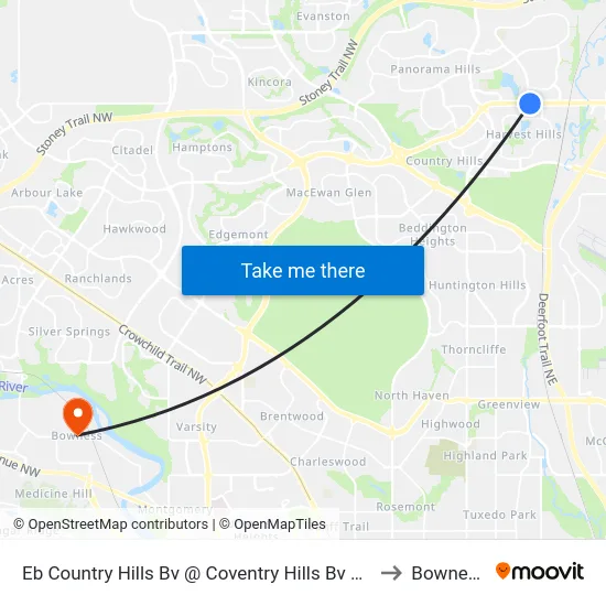 Eb Country Hills Bv @ Coventry Hills Bv NE to Bowness map