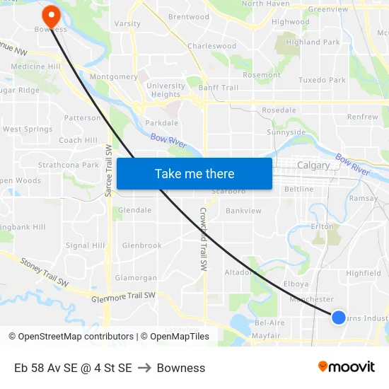 Eb 58 Av SE @ 4 St SE to Bowness map