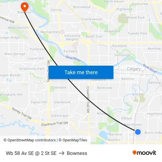 Wb 58 Av SE @ 2 St SE to Bowness map