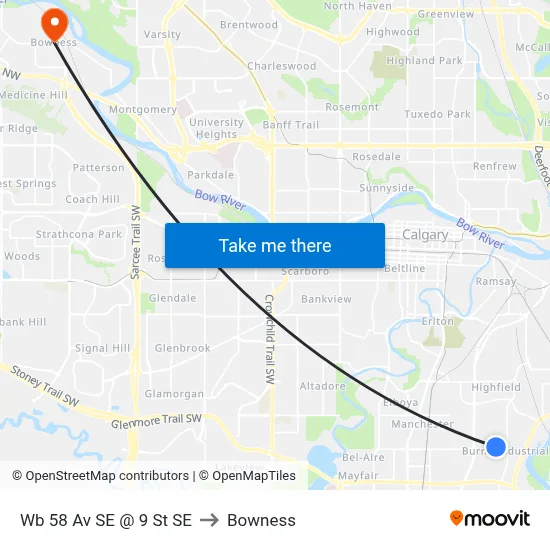 Wb 58 Av SE @ 9 St SE to Bowness map