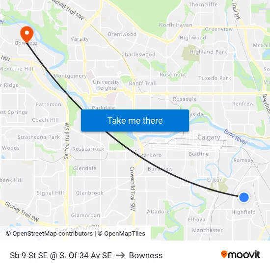 Sb 9 St SE @ S. Of 34 Av SE to Bowness map