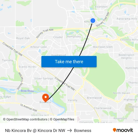 Nb Kincora Bv @ Kincora Dr NW to Bowness map