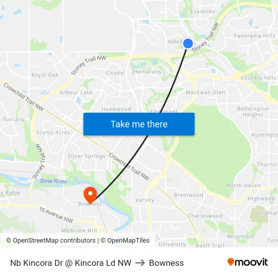 Nb Kincora Dr @ Kincora Ld NW to Bowness map