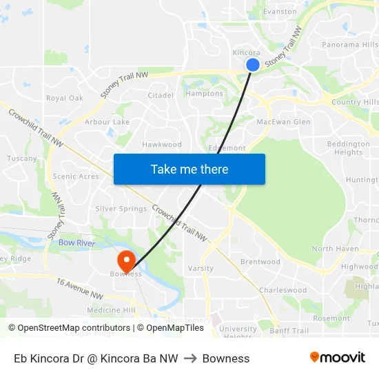 Eb Kincora Dr @ Kincora Ba NW to Bowness map