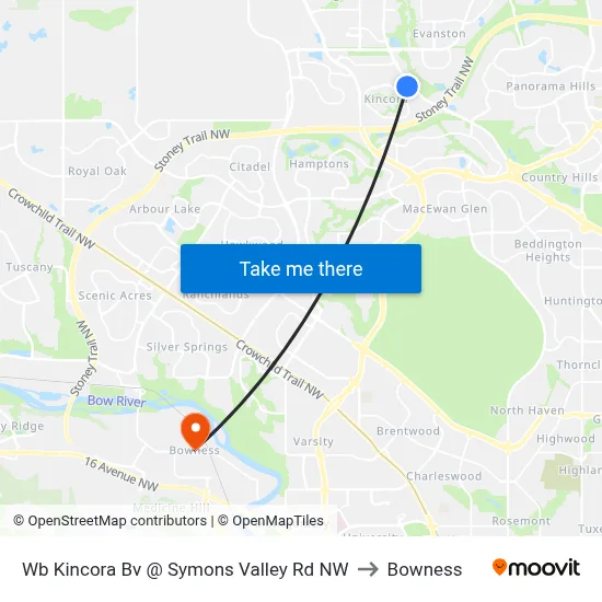 Wb Kincora Bv @ Symons Valley Rd NW to Bowness map