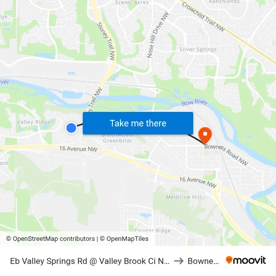 Eb Valley Springs Rd @ Valley Brook Ci NW to Bowness map