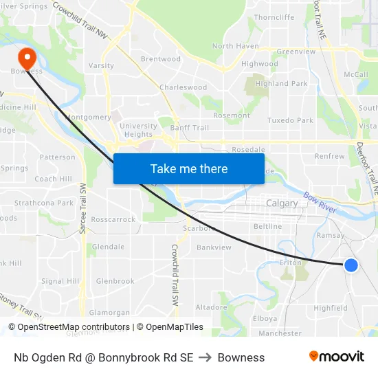 Nb Ogden Rd @ Bonnybrook Rd SE to Bowness map