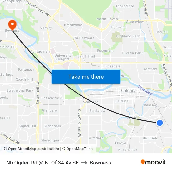 Nb Ogden Rd @ N. Of 34 Av SE to Bowness map