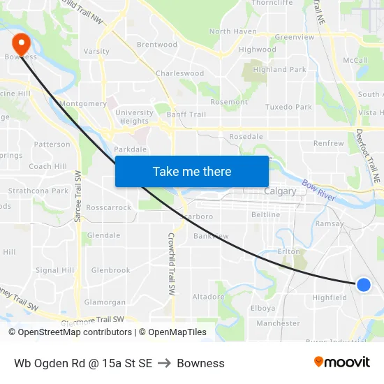 Wb Ogden Rd @ 15a St SE to Bowness map