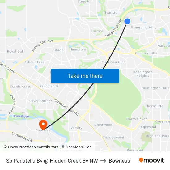 Sb Panatella Bv @ Hidden Creek Bv NW to Bowness map