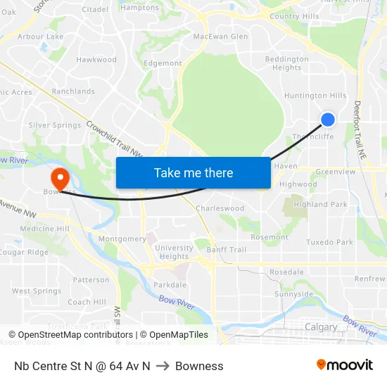 Nb Centre St N @ 64 Av N to Bowness map