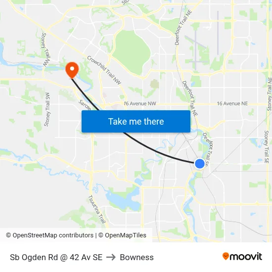 Sb Ogden Rd @ 42 Av SE to Bowness map