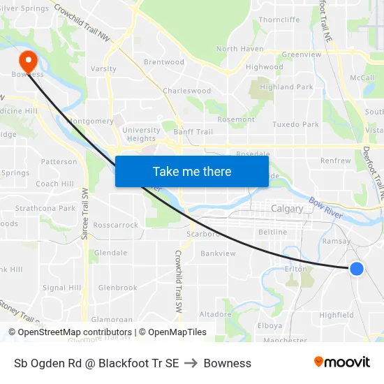 Sb Ogden Rd @ Blackfoot Tr SE to Bowness map