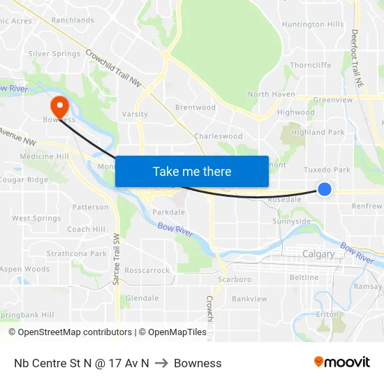 Nb Centre St N @ 17 Av N to Bowness map