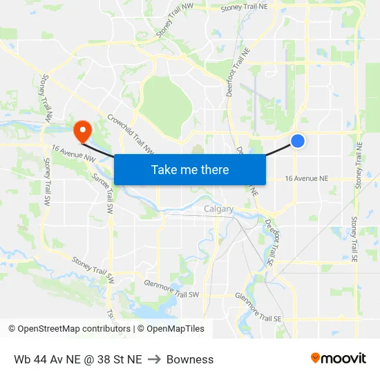 Wb 44 Av NE @ 38 St NE to Bowness map