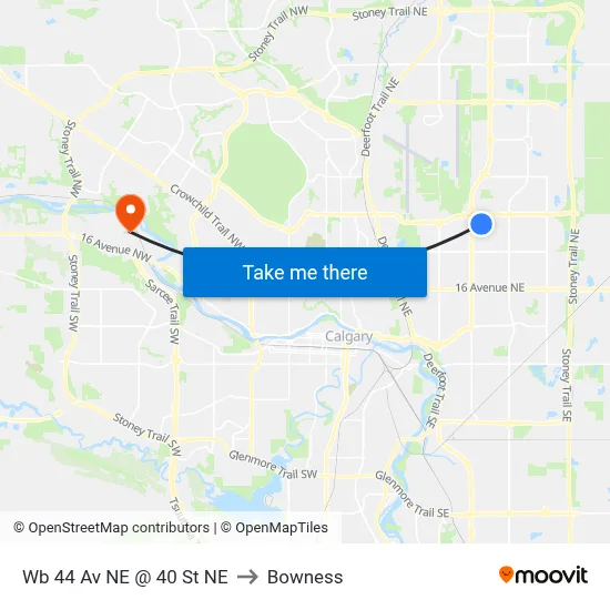 Wb 44 Av NE @ 40 St NE to Bowness map