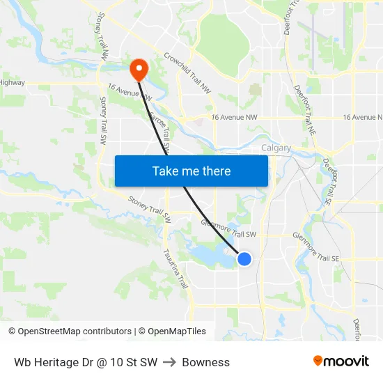 Wb Heritage Dr @ 10 St SW to Bowness map