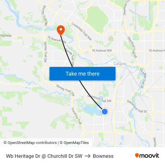 Wb Heritage Dr @ Churchill Dr SW to Bowness map