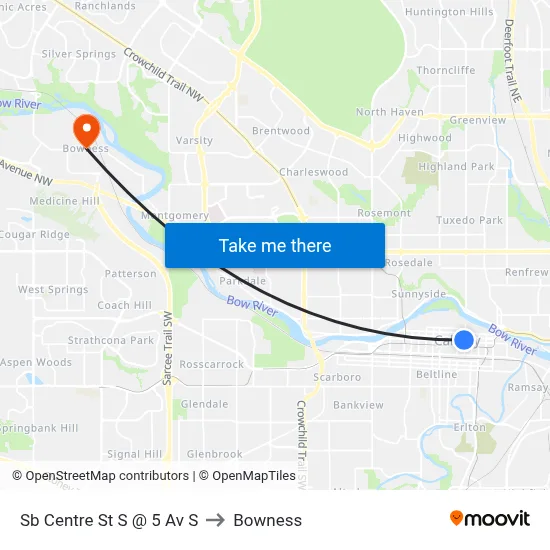 Sb Centre St S @ 5 Av S to Bowness map