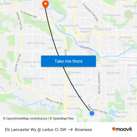 Eb Lancaster Wy @ Leduc Cr SW to Bowness map