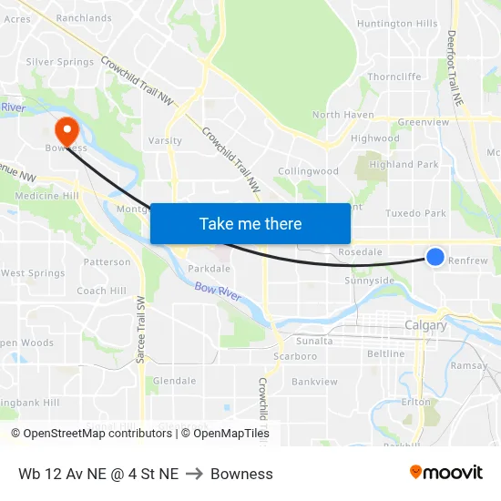 Wb 12 Av NE @ 4 St NE to Bowness map
