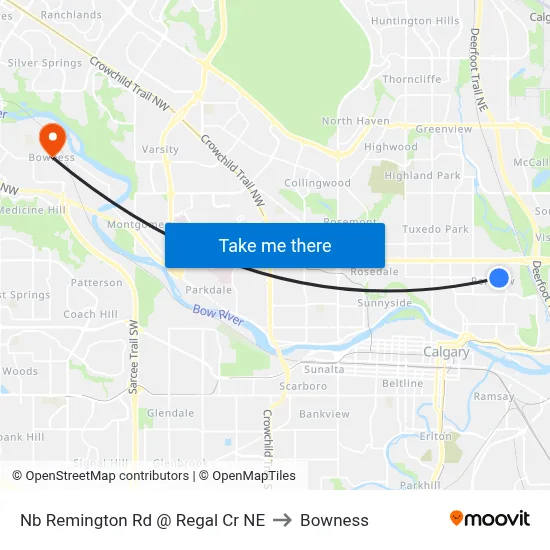 Nb Remington Rd @ Regal Cr NE to Bowness map