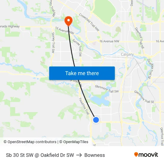 Sb 30 St SW @ Oakfield Dr SW to Bowness map