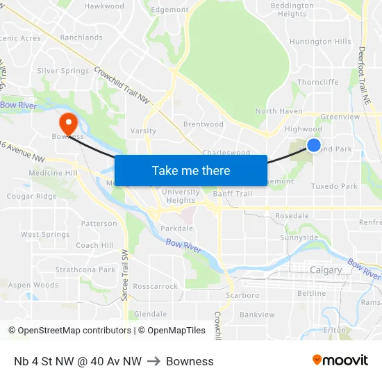 Nb 4 St NW @ 40 Av NW to Bowness map