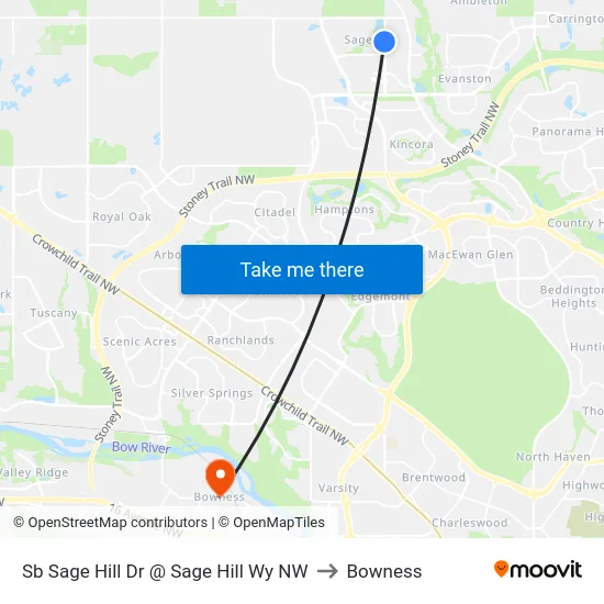 Sb Sage Hill Dr @ Sage Hill Wy NW to Bowness map