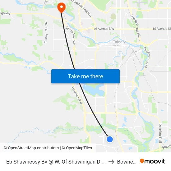 Eb Shawnessy Bv @ W. Of Shawinigan Dr SW to Bowness map