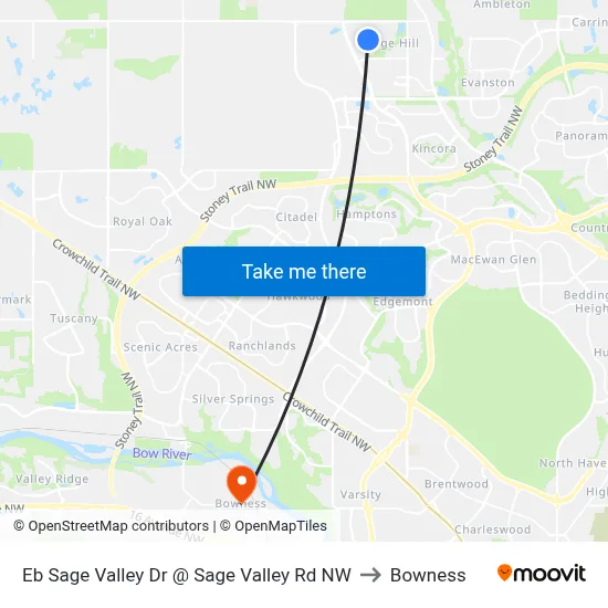 Eb Sage Valley Dr @ Sage Valley Rd NW to Bowness map